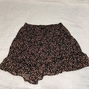 Chic Black and Pink Floral Mini Skirt